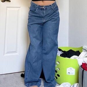 dark-medium wash baggy jeans mid rise size medium from shein